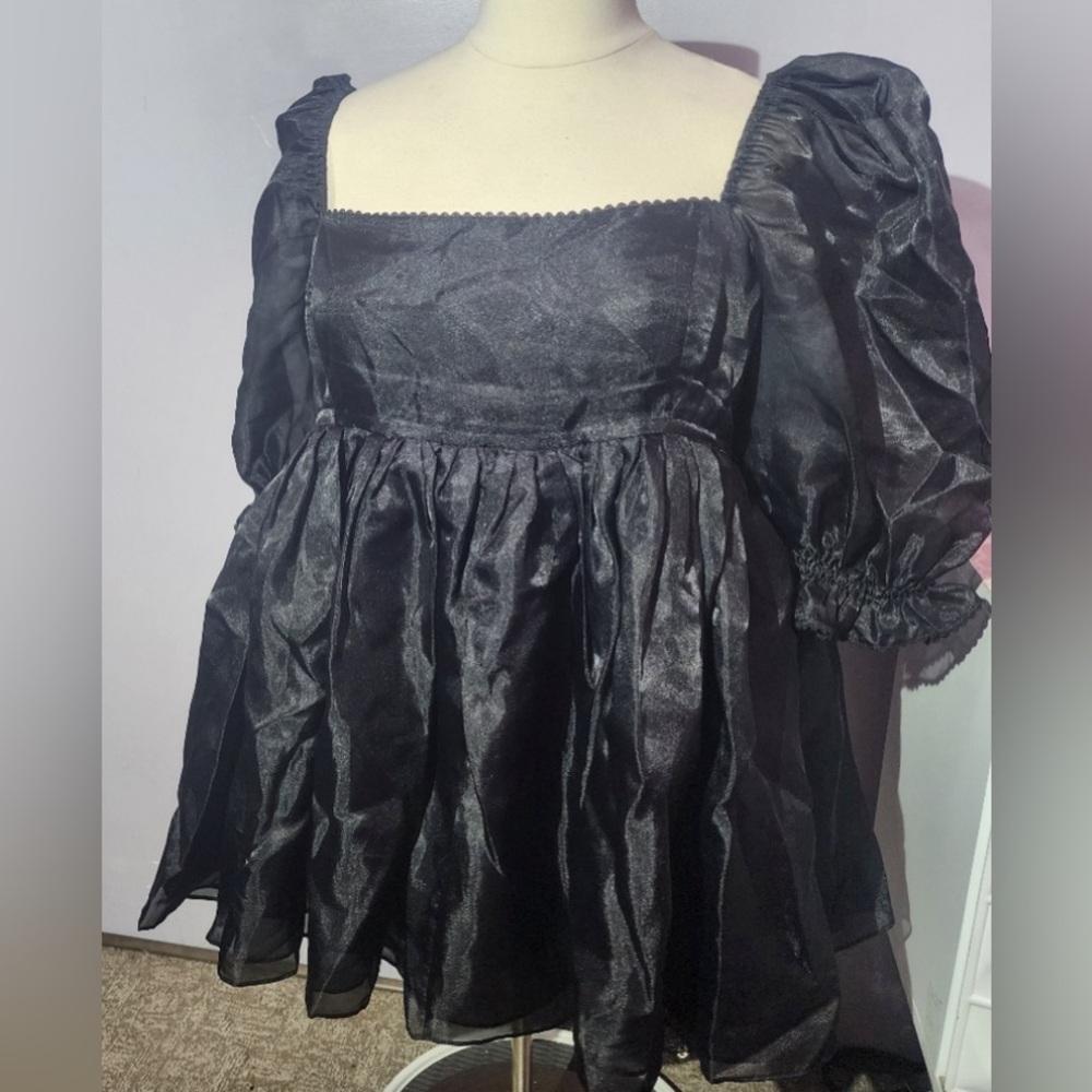 Selkie black caviar puff mini dress plus size 3x - Picture 4 of 6